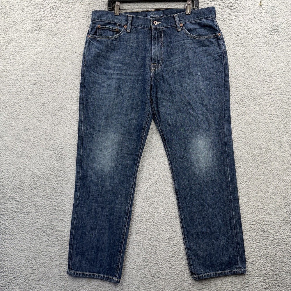 Lucky Brand Jeans 36x30 Blue Medium Wash Men's 221 Straight Stretch Denim Pants